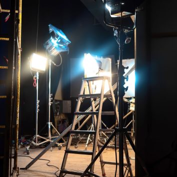 lots-led-lightning-systems-few-with-color-filters-stairs-movie-set